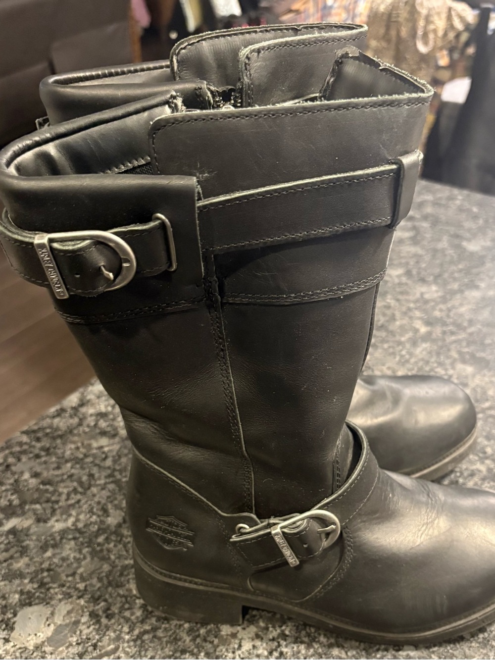 Harley-Davidson Black Leather Motorcycle Boots